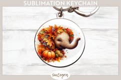 Fall Elephant Animal v3 Round Keychain Sublimation Product Image 1