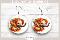 Fall Elephant Animal v3 Round Earrings Sublimation Product Image 1