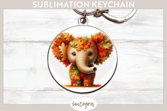 Fall Elephant Animal v4 Round Keychain Sublimation Product Image 1