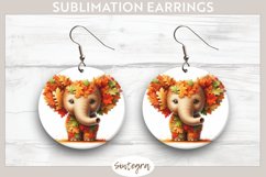 Fall Elephant Animal v4 Round Earrings Sublimation Product Image 1