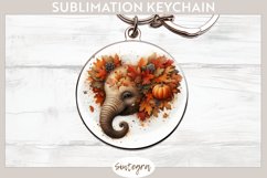 Fall Elephant Animal v5 Round Keychain Sublimation Product Image 1