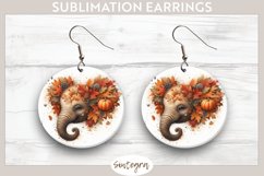 Fall Elephant Animal v5 Round Earrings Sublimation Product Image 1