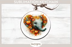 Fall Elephant Animal v6 Round Keychain Sublimation Product Image 1