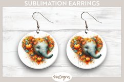 Fall Elephant Animal v6 Round Earrings Sublimation Product Image 1