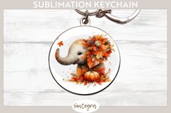Fall Elephant Animal v7 Round Keychain Sublimation Product Image 1