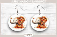 Fall Elephant Animal v7 Round Earrings Sublimation Product Image 1