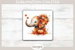Fall Elephant Animal v7 Square Coaster Sublimation Product Image 1