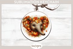 Fall Elephant Animal v8 Round Keychain Sublimation Product Image 1
