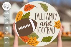 Fall Family And Football SVG Door Hanger Autumn Leaves SVG Product Image 1