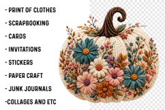 Fall Floral Faux Yarn Pumpkin PNG Product Image 3