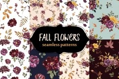 Fall floral seamless patterns Watercolor Autumn flowers Product Image 1