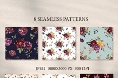 Fall floral seamless patterns Watercolor Autumn flowers Product Image 2