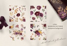 Fall floral seamless patterns Watercolor Autumn flowers Product Image 3