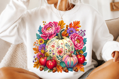 Fall Floral Pumpkin Png Product Image 2