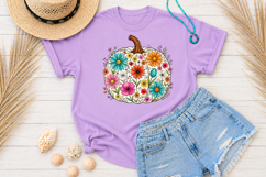 Fall Floral Pumpkin PNG, Autumn Sublimation Design Product Image 3