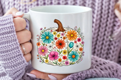 Fall Floral Pumpkin PNG, Autumn Sublimation Design Product Image 5
