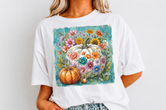 Fall Floral Pumpkin Png, Boho Floral Fall Shirt Sublimation Product Image 3