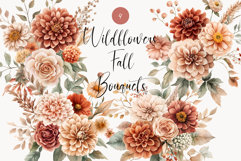 Watercolor Fall flowers - Fall clipart - Fall bouquets Product Image 1