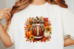 Fall Football Pumpkin Bow PNG Product Image 3