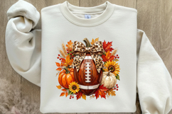 Fall Football Pumpkin Bow PNG Product Image 4
