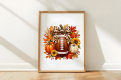 Fall Football Pumpkin Bow PNG Product Image 5