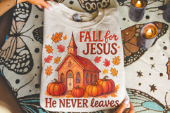 Fall For Jesus He Never Leaves PNG, Autumn Png, Thanksgiving Product Image 1