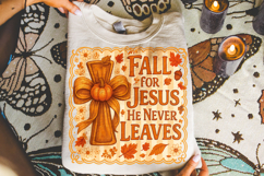 Fall For Jesus He Never Leaves PNG, Autumn Png, Thanksgiving Product Image 3