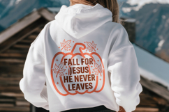 Fall For Jesus He Never Leaves Christian Fall Quote SVG PNG Product Image 3