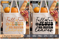 Fall For Jesus He Never Leaves SVG File | Fall Retro SVG Product Image 2