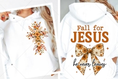 Fall For Jesus He Never Leaves Png, Floral Christian Fall Product Image 3