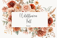 Watercolor Floral Clipart - Watercolor Autumn flowers frames Product Image 1