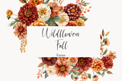 Watercolor Floral Clipart - Watercolor Autumn flowers frames Product Image 1