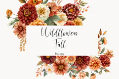 Watercolor Floral Clipart - Watercolor Autumn flowers frames Product Image 1