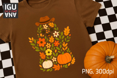 Fall Pumpkin Cowboy Hat Ghost PNG | Cute Fall Halloween DTF Product Image 4
