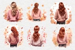 Fall Girl in Pink Sweater, Sublimation Design Product Image 3