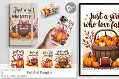 Fall Girl Pumpkin Digital Paper Product Image 1