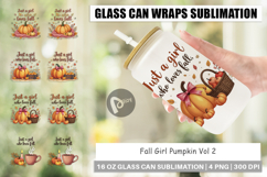 Fall Girl Pumpkin Glass Can Product Image 1