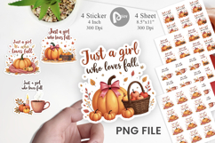Fall Girl Pumpkin Sticker Product Image 1