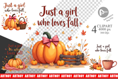 Fall Girl Pumpkin Clipart Product Image 1