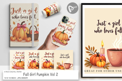 Fall Girl Pumpkin Digital Paper Product Image 1