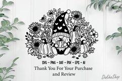 Fall Gnome Svg, Fall Svg, Gnome Pumpkin Svg, Autumn Svg. Product Image 9