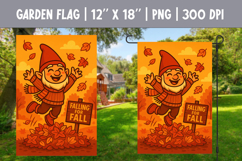 Fall Garden Flag Sublimation | Falling for Fall Gnome PNG Product Image 1