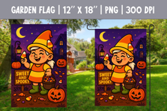 Sweet and Spooky Halloween Flag | Candy Corn Gnome PNG Product Image 1