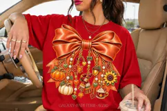 Orange Fall Bow PNG with Pumpkin and Autumn Charms Product Image 2