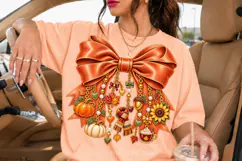 Orange Fall Bow PNG with Pumpkin and Autumn Charms Product Image 1