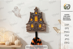 Halloween hook Lasercut. Wall coat hook SVG. Haunted mansion Product Image 1