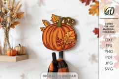 Halloween hook Laser Cut. Wall coat hook SVG. Pumpkin Product Image 1