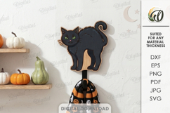 Halloween hook Laser Cut. Wall coat hook SVG. Cat Product Image 1