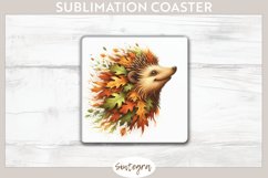 Fall Hedgehog Animal v1 Square Coaster Sublimation Product Image 1