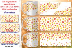 Mug sublimation bundle, 3 wrap designs for 11 oz, 12 oz, 15 oz mugs with autumn leaves, fall maple leaves full wrap png designs. 